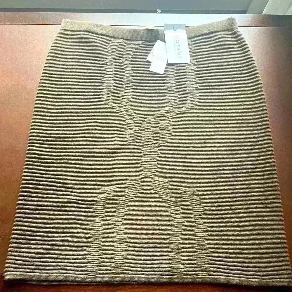 Wool Pencil Skirt Texture NEW Corpcore Office Siren Cottage Natori $295 NWT Boho